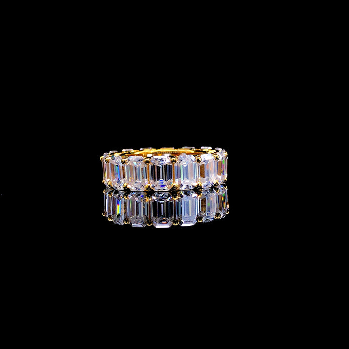 8.56ct Lab-Grown Diamond Emerald Eternity Band In 18k Yellow Gold