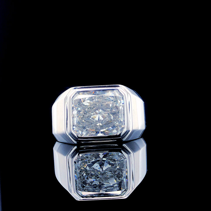 Bold Elegance: Men’s 12.13Ct Lab-Grown Diamond Square Radiant Cut Ring in 14K White Gold
