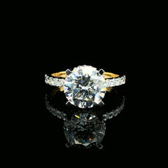 Luxurious 14K Yellow Gold 2.98ct Round Cut Lab-Grown Diamond Ring