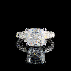 Elegant 18K White Gold Ring with 5.08ct Cushion-Cut Lab-Grown Diamond