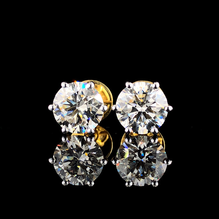 Radiant 14K Yellow Gold Stud Earrings with 2.02ct Round Lab-Grown Diamonds..