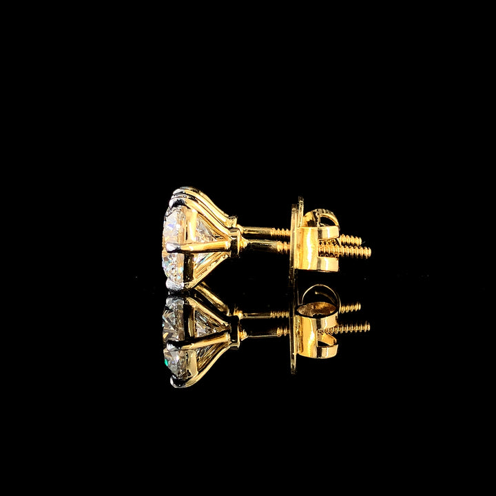 Radiant 14K Yellow Gold Stud Earrings with 2.02ct Round Lab-Grown Diamonds..