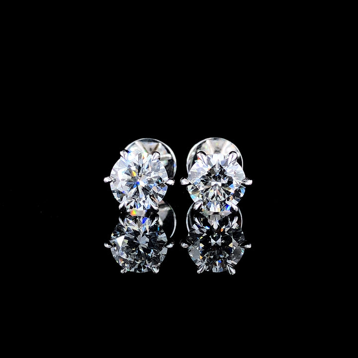 Sophisticated 14K White Gold Stud Earrings with 2.02ct Round Lab-Grown Diamonds.
