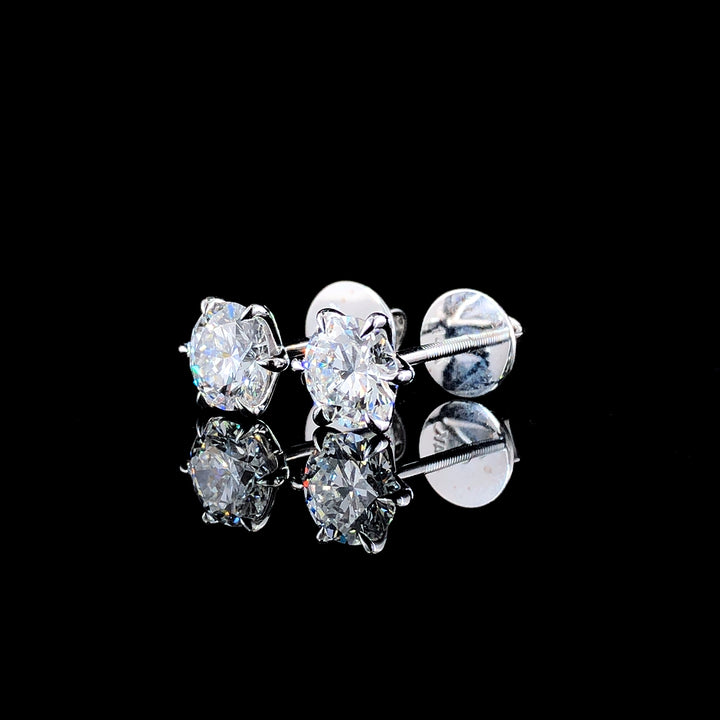 Sophisticated 14K White Gold Stud Earrings with 2.02ct Round Lab-Grown Diamonds.