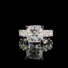 Luxurious 18K White Gold Ring with 5.06ct Cushion-Shaped Lab-Grown Diamond