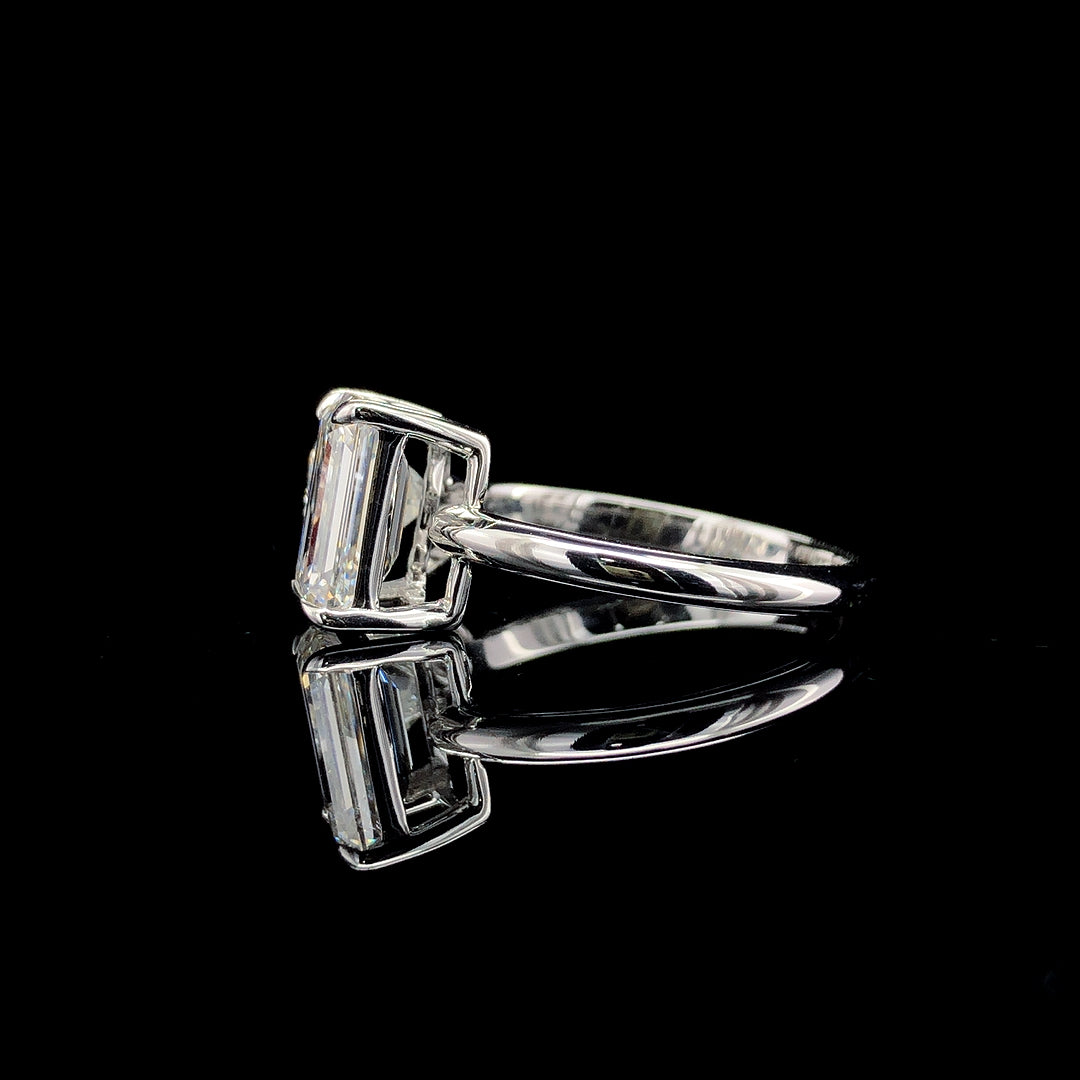 Exquisite 18K White Gold Ring with 6.24ct Heart and Emerald Shape Lab-Grown Diamonds.