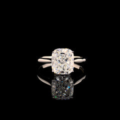 Elegant 14K White Gold Ring with 3.01ct Cushion-Shaped Lab-Grown Diamond
