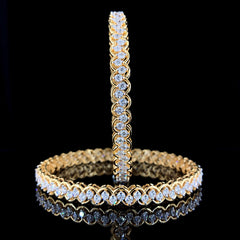 Elegant 18K Yellow Gold Bangles with 8.08ct Round-Shaped Lab-Grown Diamond