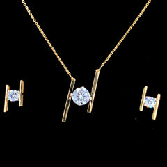 3.11 Carat Lab-Grown Diamond Pendant with Earrings in 18K Yellow Gold