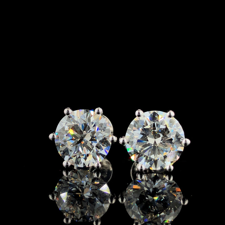 6.01ct Round Lab Diamond Studs 18K Gold | SolitaireMart