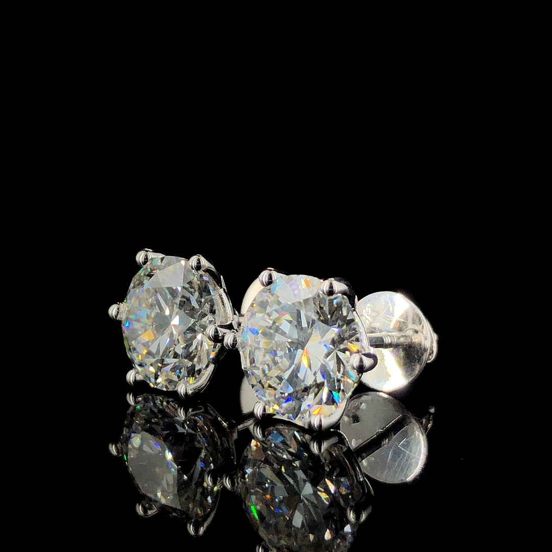 6.01ct Round Lab Diamond Studs 18K Gold | SolitaireMart