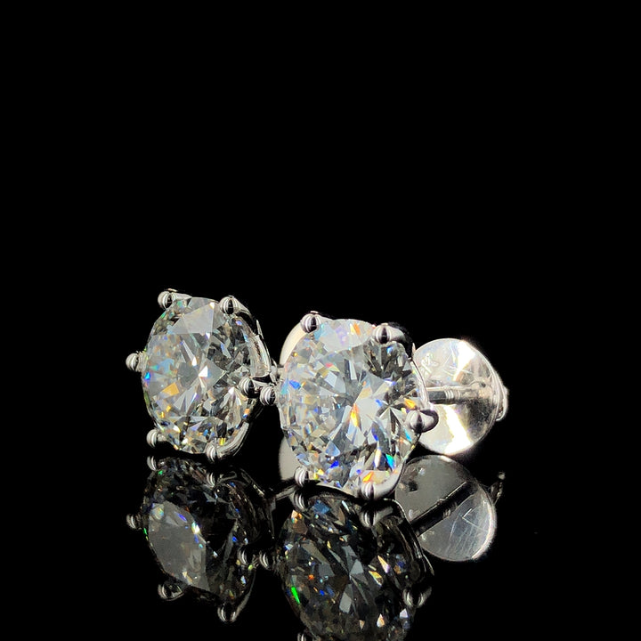 6.01ct Round Lab Diamond Studs 18K Gold | SolitaireMart