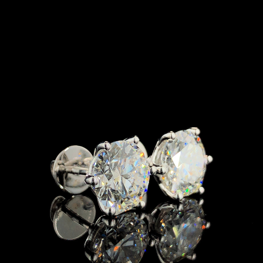 6.01ct Round Lab Diamond Studs 18K Gold | SolitaireMart