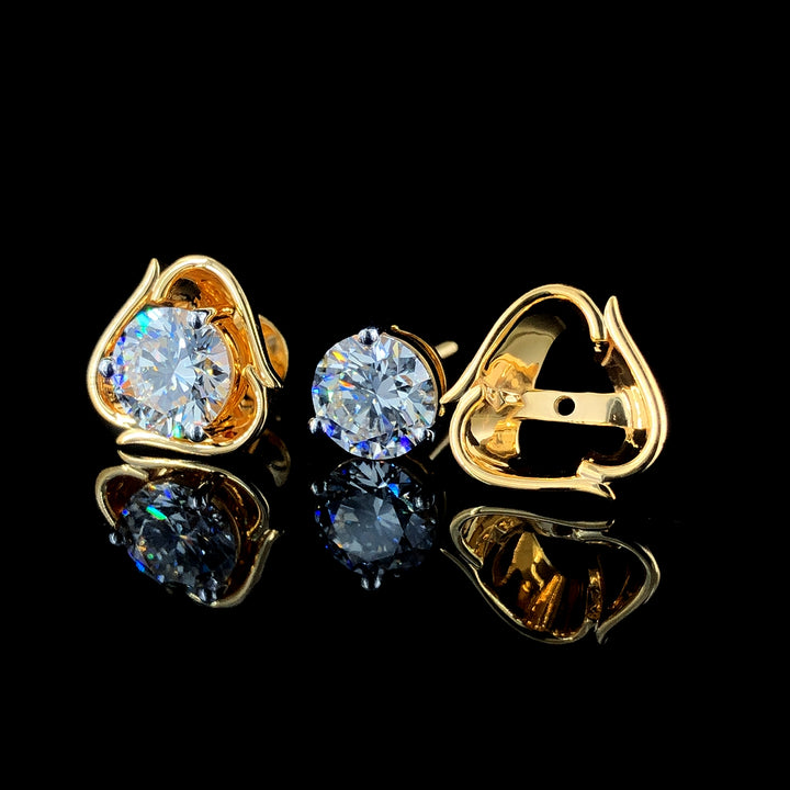 4.06ct Lab Diamond Studs in 18K Yellow Gold | SolitaireMart