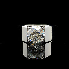 2.86CT Lab-Grown Diamond Round Men's Ring in 14K White Gold