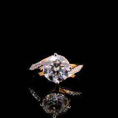 2.1ct Lab-Grown Diamond Round Ring in 14K Yellow Gold
