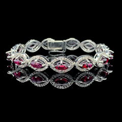 10.25ct Gomed Stone & 2.06ct Lab-grown Diamond Bracelet In Silver
