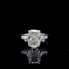 Elegant 3.18ct Lab-Grown Diamond Cushion Ring in 14K White Gold