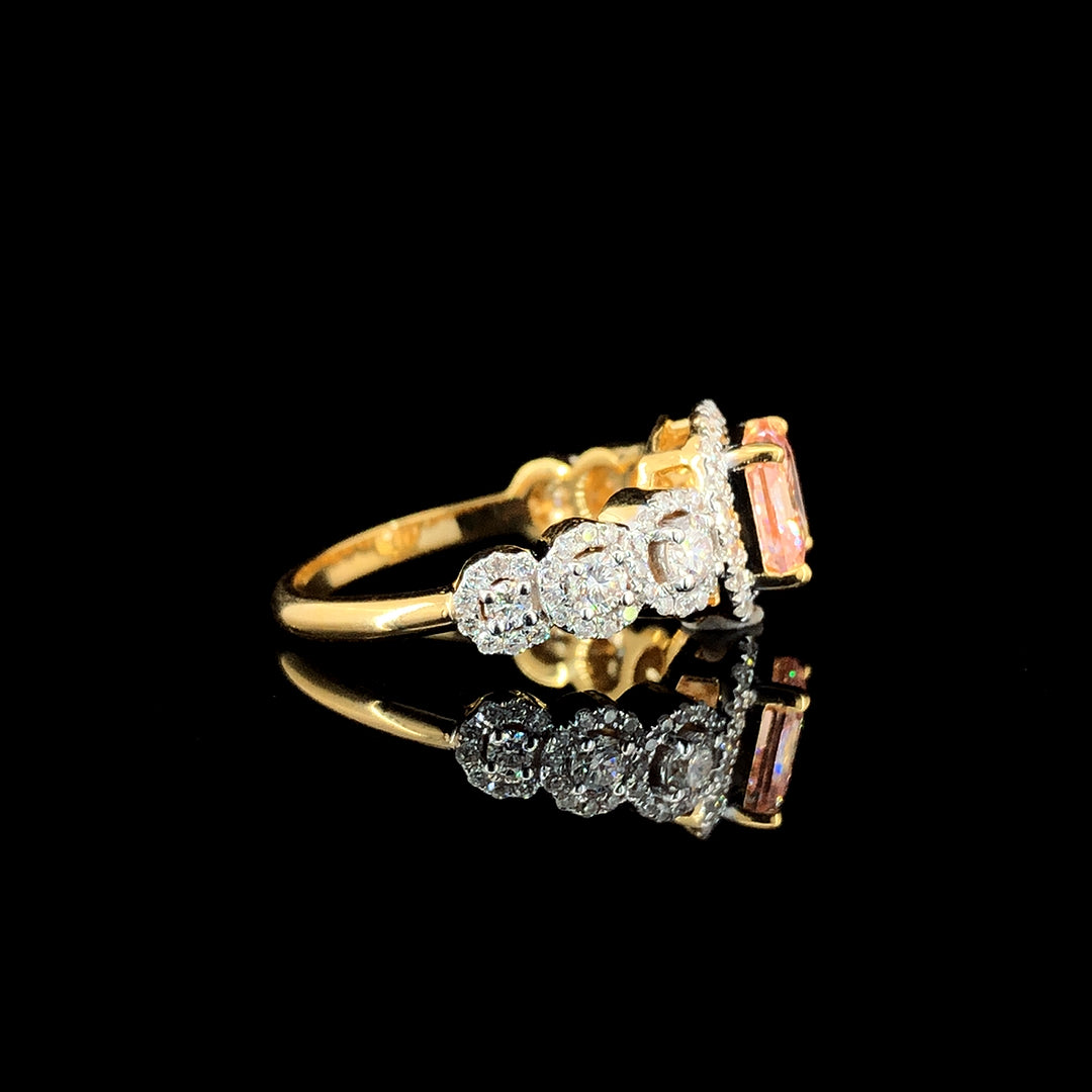 2.22ct Lab-Grown Diamond Pink Asscher Ring in 14k Yellow Gold.