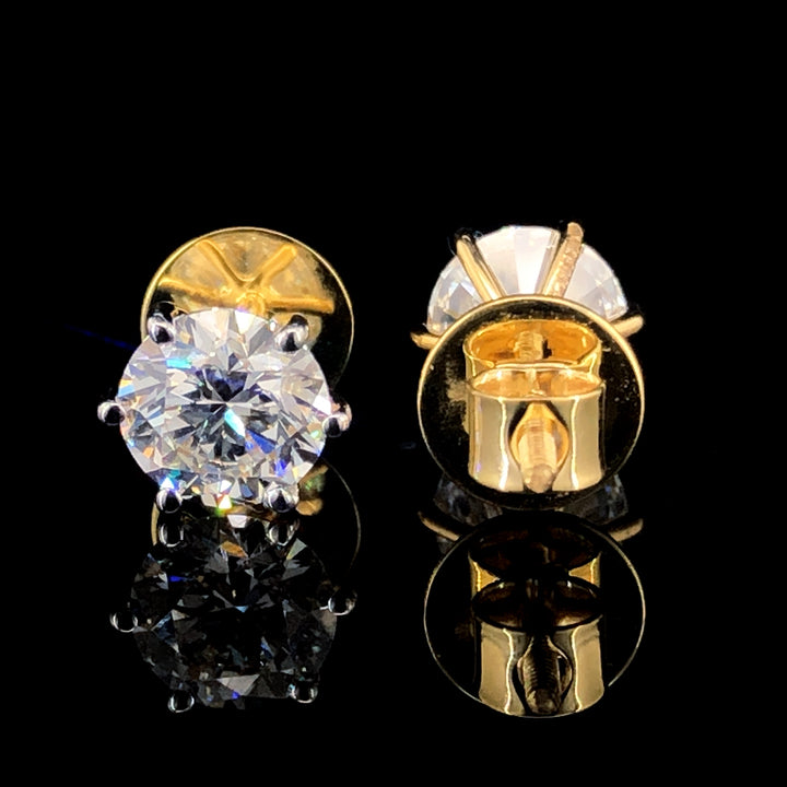 2.2ct Round Lab Diamond Studs 14K Gold | SolitaireMart