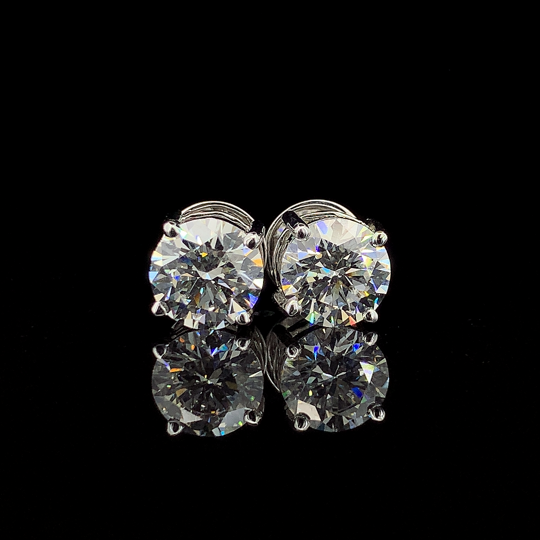 5.13ct Round Lab Diamond Studs 14K Gold | SolitaireMart