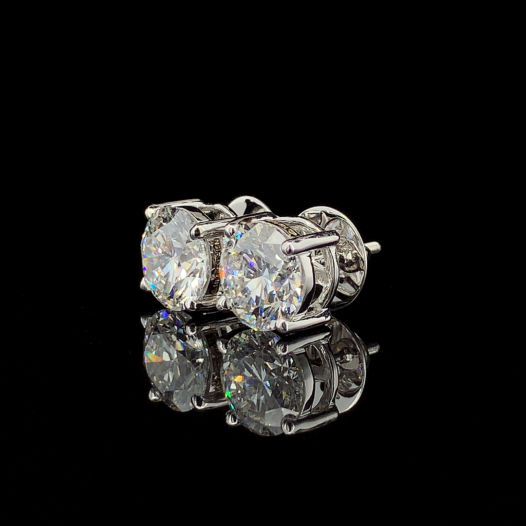 5.13ct Round Lab Diamond Studs 14K Gold | SolitaireMart