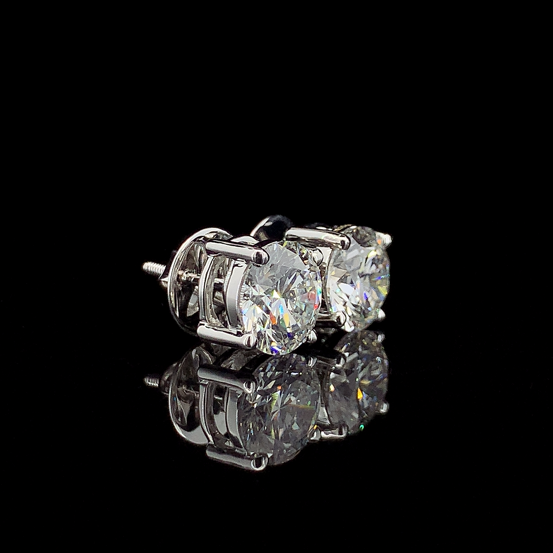 5.13ct Round Lab Diamond Studs 14K Gold | SolitaireMart
