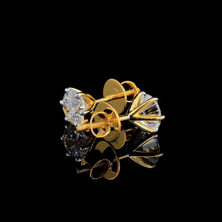 2.18ct Lab Diamond Studs in Yellow Gold | SolitaireMart