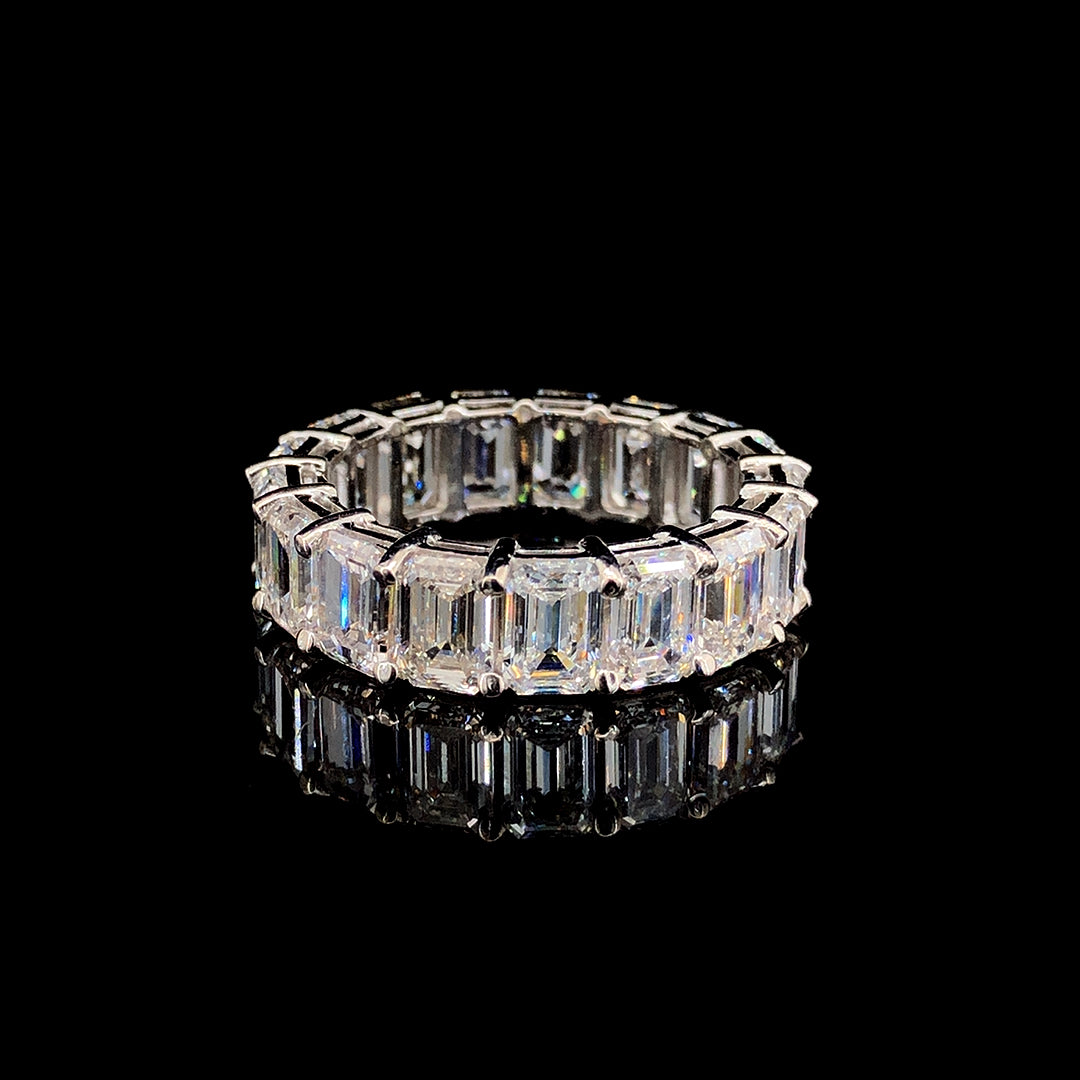 8.94ct Lab-Grown Diamond Emerald Band In 14k White Gold.