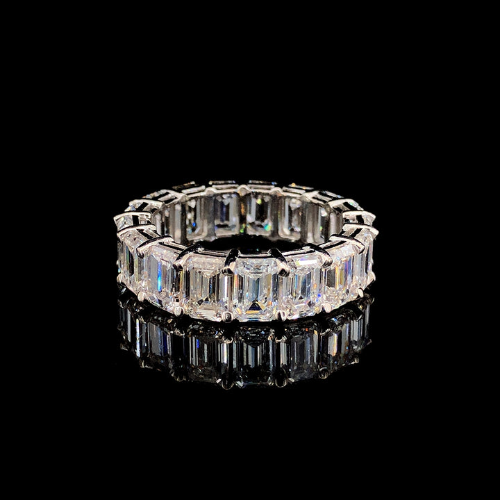 8.94ct Lab-Grown Diamond Emerald Band In 14k White Gold.