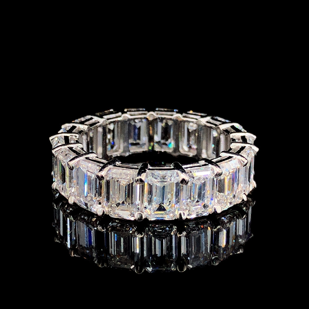 8.94ct Lab-Grown Diamond Emerald Band In 14k White Gold.