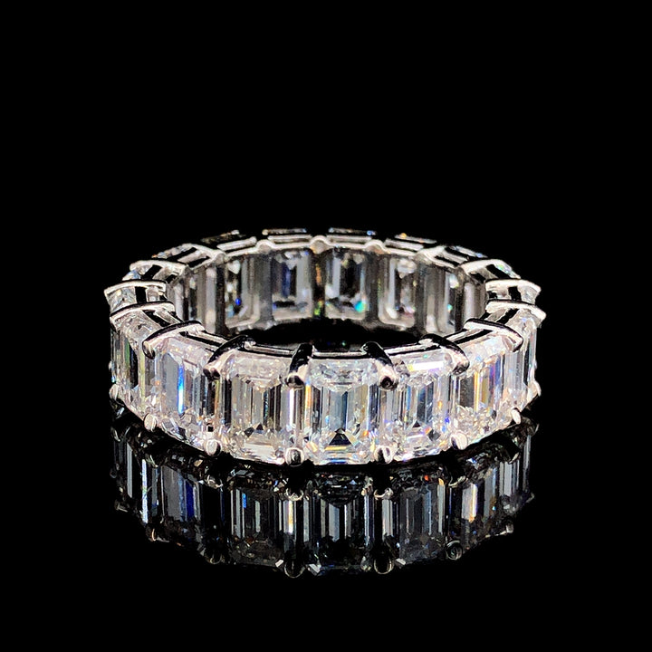 8.94ct Lab-Grown Diamond Emerald Band In 14k White Gold.