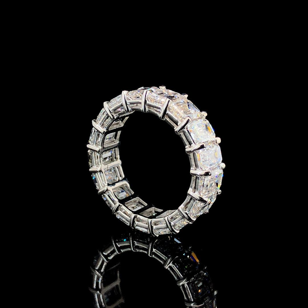 8.94ct Lab-Grown Diamond Emerald Band In 14k White Gold.