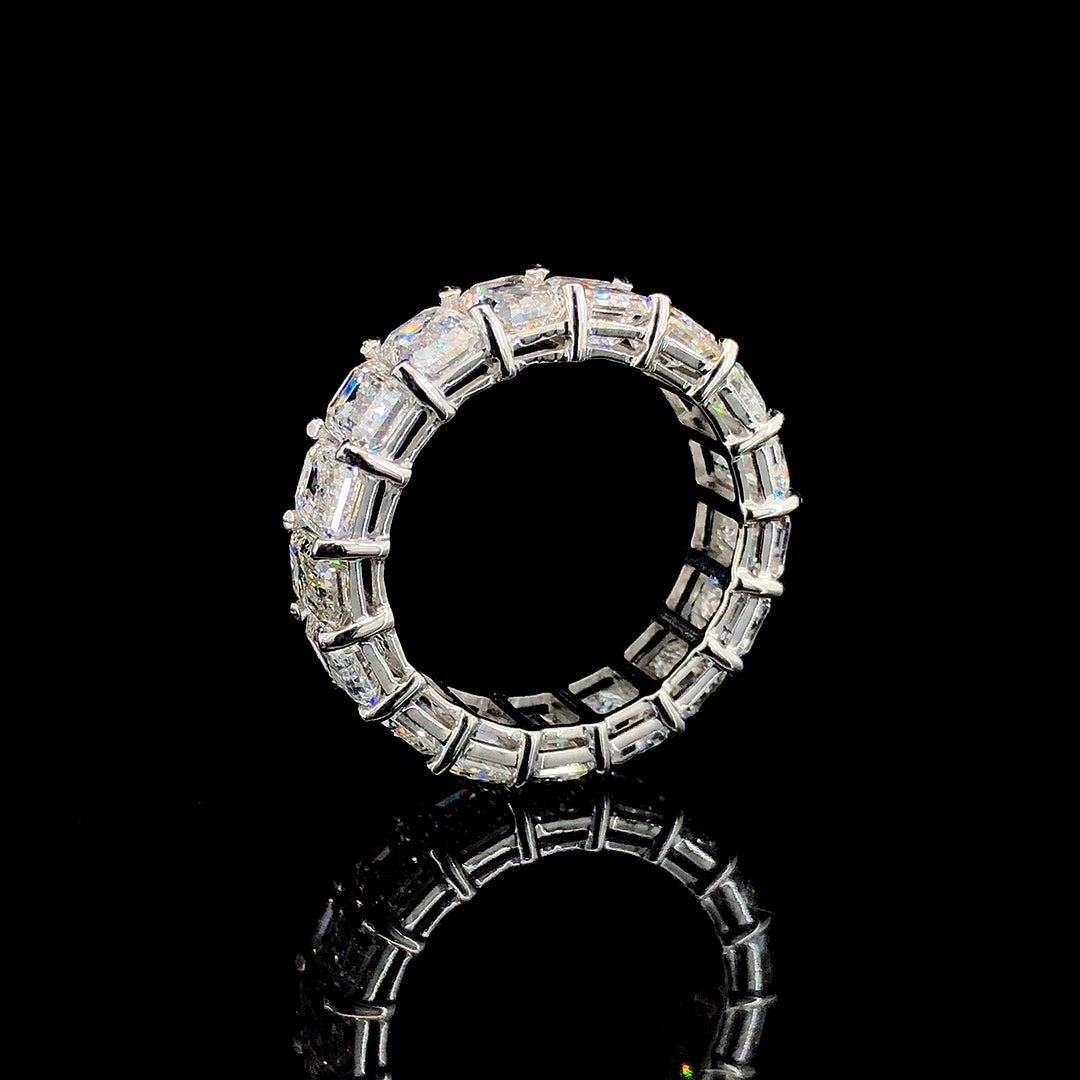 8.94ct Lab-Grown Diamond Emerald Band In 14k White Gold.