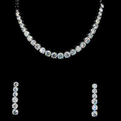 Elegant 33.23ct Lab-Grown Diamond Tennis Necklace with Earring In 14K White Gold