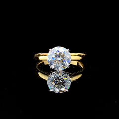 2.58ct Lab-Grown Diamond Round Shape Ring In 14k Yellow