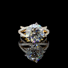5.99ct Lab-Grown Diamond Round Ring in 18K Yellow Gold