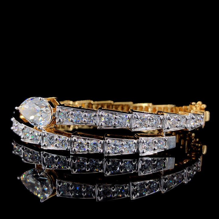 11.36ct Lab-Grown Diamond Pear Shape Bracelet In 14k Yellow Gold