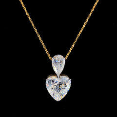 10.02ct Lab-Grown Diamond Heart & Pear Shape Pendant In 18k Yellow Gold