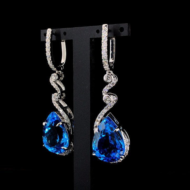15.23ct Blue Topaz Dangle Earrings
