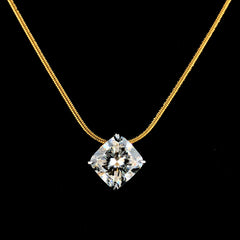 3.03ct Lab-Grown Diamond Cushion Shape Pendant In 14k Yellow Gold