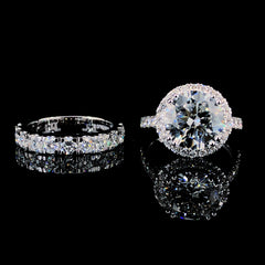 5.83ct Lab-Grown Diamond Round Ring With Band In 14k White Gold