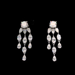 6.33ct Lab-Grown Diamond Round , Pear & Oval Cluster Earring In 14k White Gold