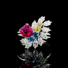 2.04ct Lab-Grown Diamond & Stone Multiple Shape Ring In 18k White Gold