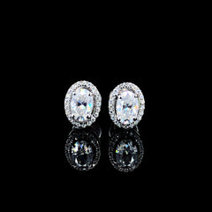 0.996ct Lab-Grown Diamond Oval Studs Earring In Silver