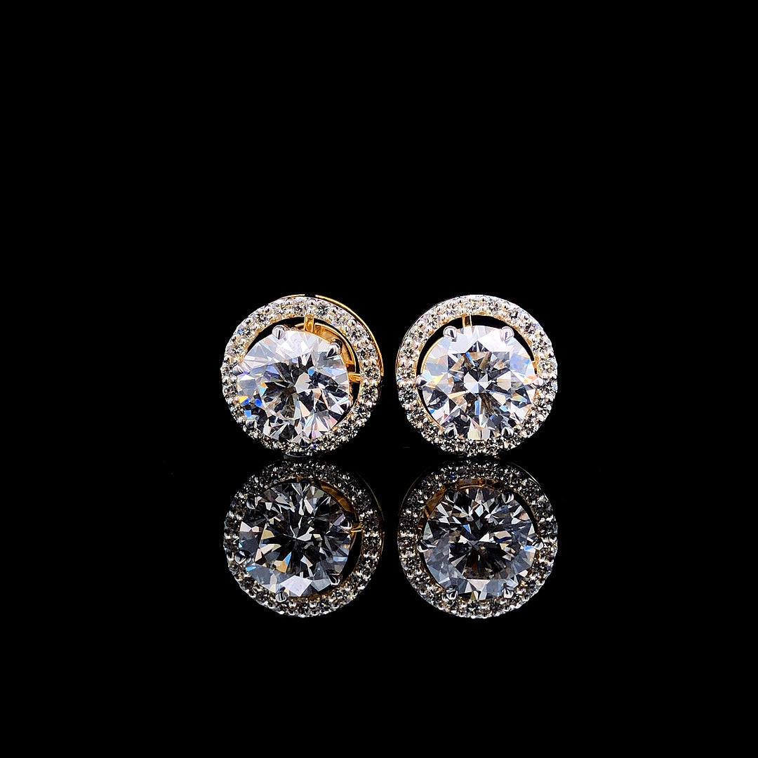 4.5ct Lab Diamond Round Studs in 14K Yellow Gold