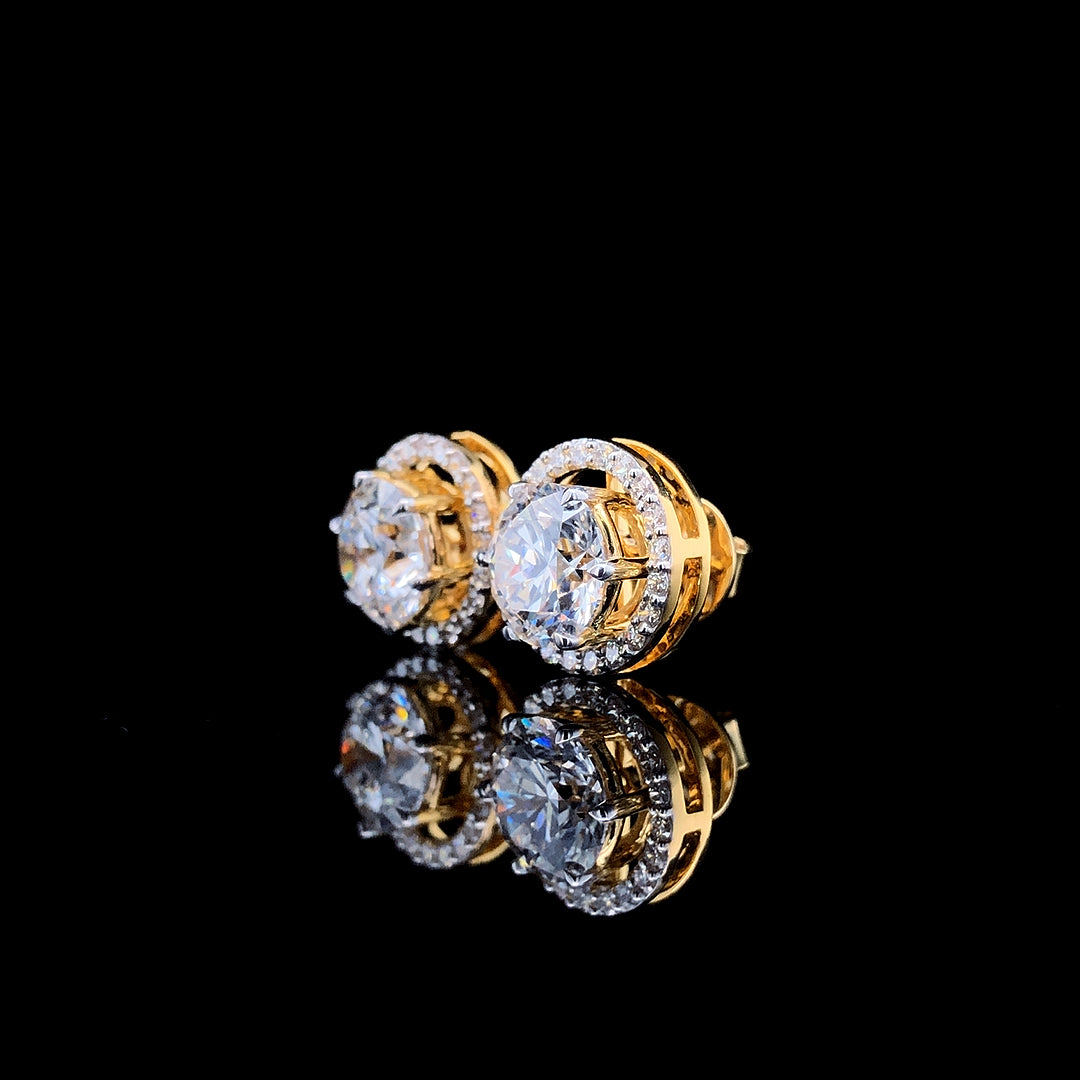 4.5ct Lab Diamond Round Studs in 14K Yellow Gold