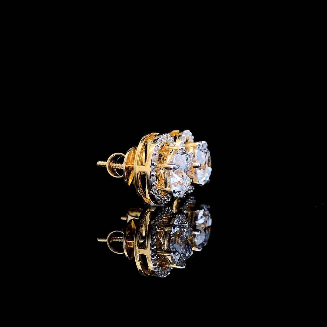 4.5ct Lab Diamond Round Studs in 14K Yellow Gold