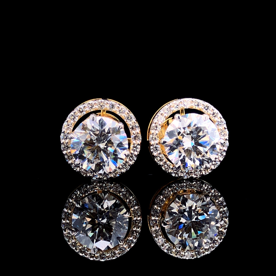 4.5ct Lab Diamond Round Studs in 14K Yellow Gold