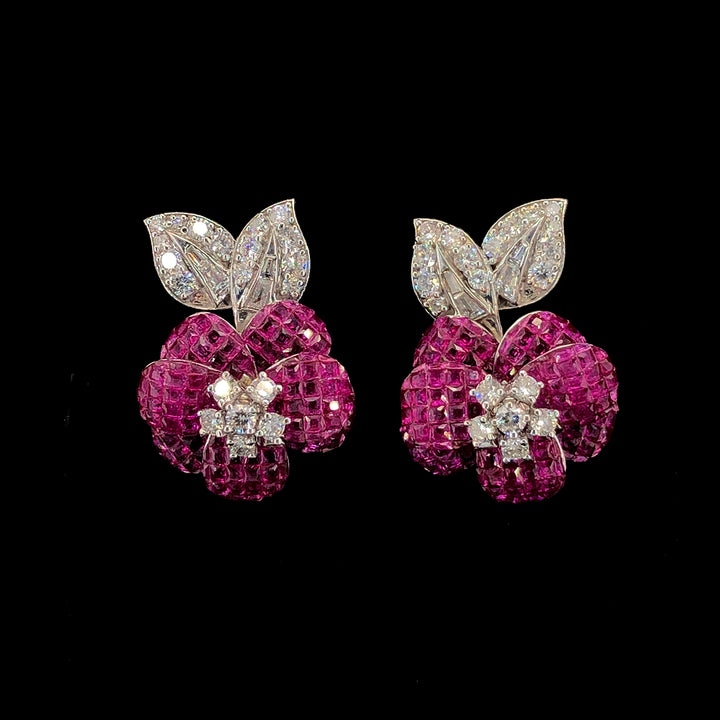 8.05ct Synthetic & 1.93ct Lab Diamond Studs in 18K Gold